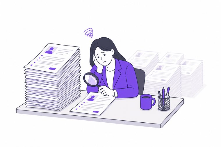 쏟아지는 이력서를 한 장씩 읽어 후보를 추리는 채용 담당자