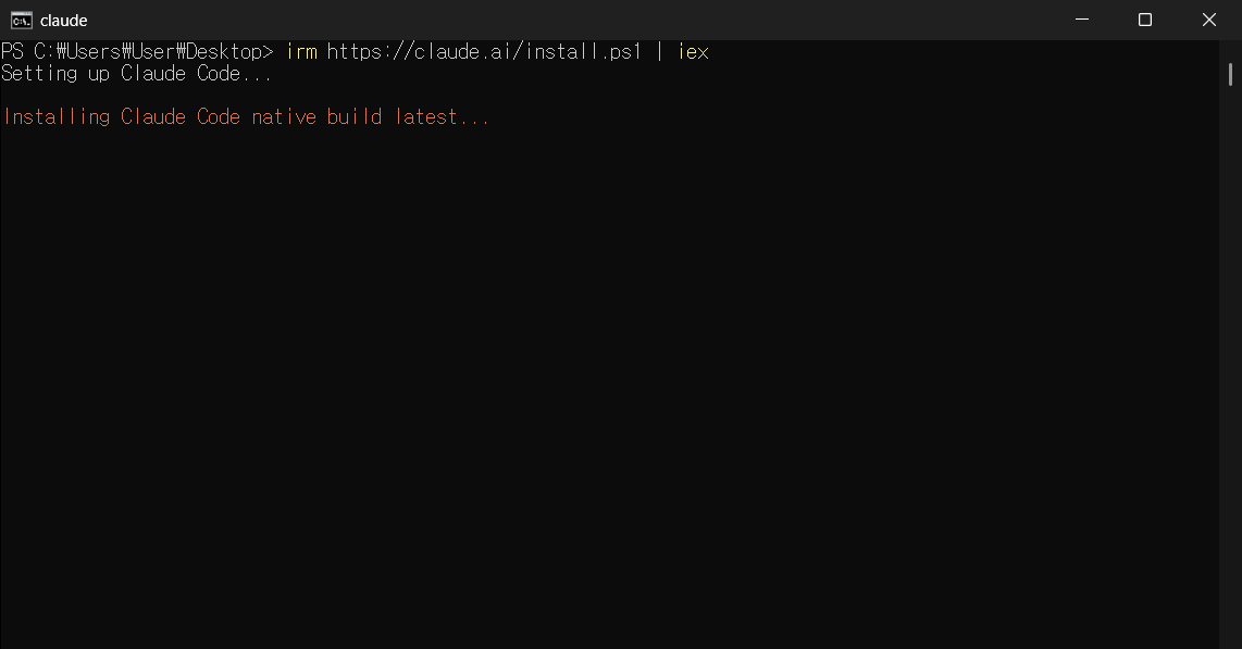 설치가 진행 중인 PowerShell 화면