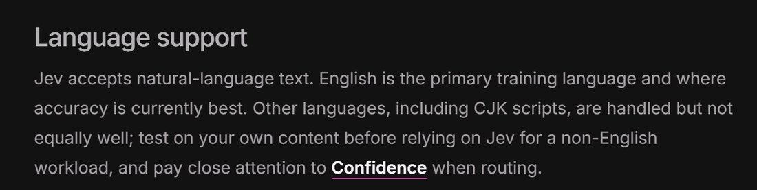 공식 Models 문서의 Language support 문단. 영어가 주 학습 언어이고 정확도가 가장 높으며, CJK를 포함한 다른 언어는 처리하지만 같은 수준은 아니라는 내용